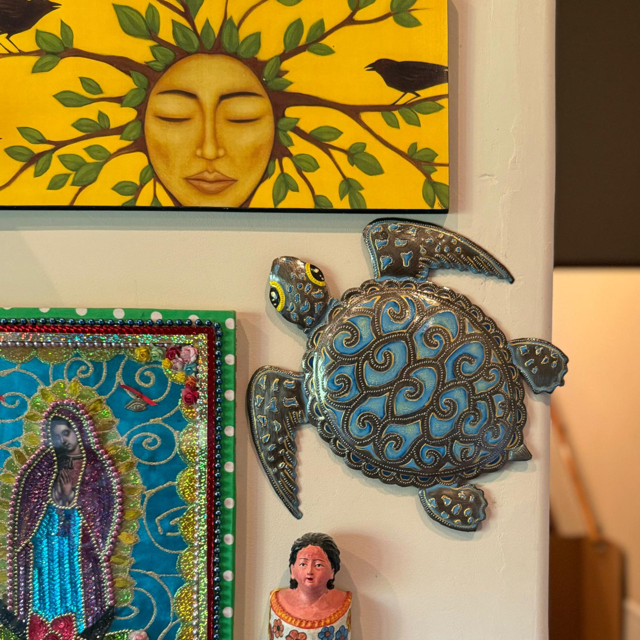 Handmade Painted Sea Turtle Metal Wall Art