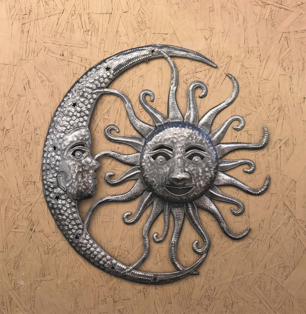 Metal Sun and Moon Wall Art